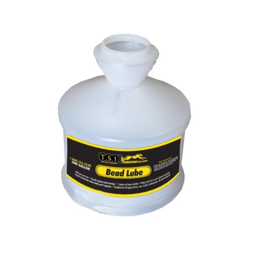 Display of cheetah bead lube container by TSI