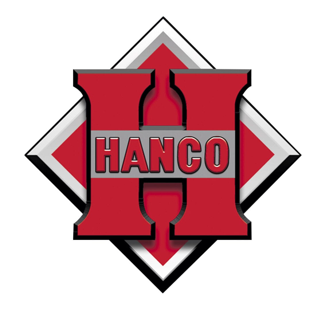 Display of the Hanco Logo in red and black